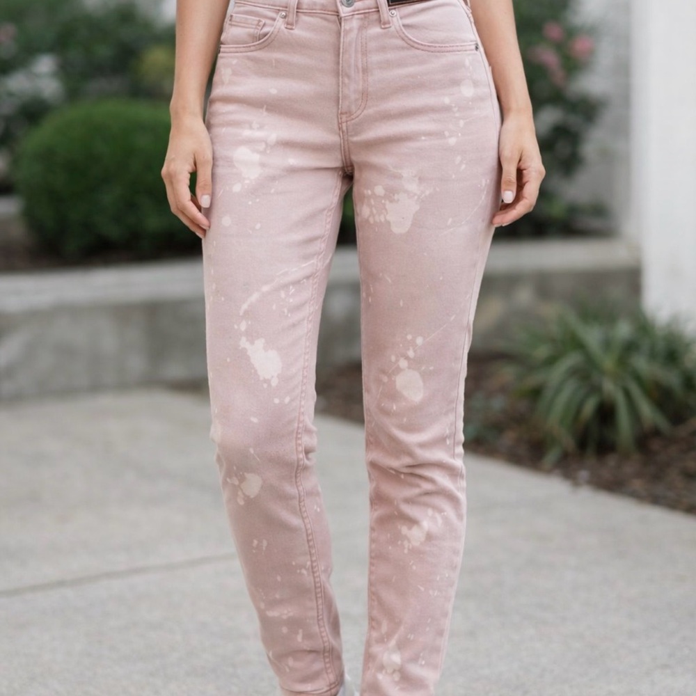 BLK DNM Jeans 26 Dickens Pink Bleach Splatter‎ Skinny Denim NWT 26/32 Designer